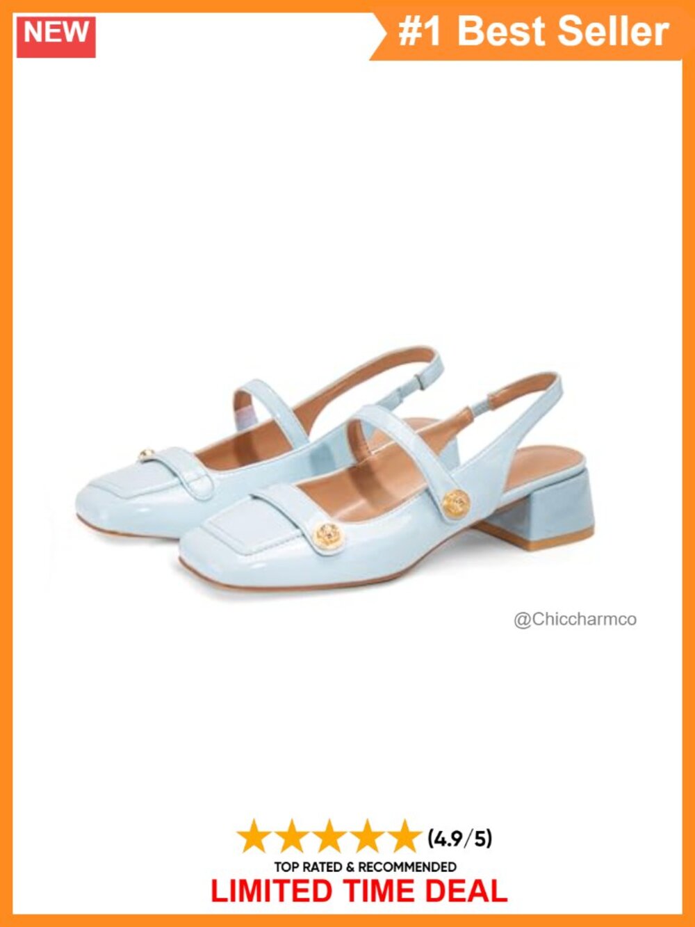 Faux Leather Slingback Mary Jane Low Block Heel Pump Office Dressy Shoes